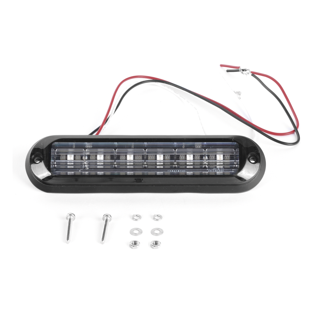 Luz Auxiliar Ultra Brillante IP67 de 6 LEDs, Color Azul, con mica transparente y bisel negro