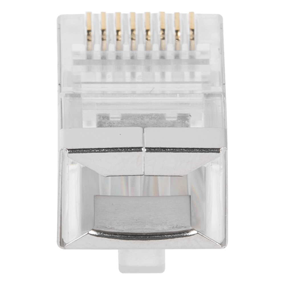 Bote con 100 Piezas de Plug Modular RJ45 Cat6 Blindado, Chapado de Oro a 30 Micras para Durabilidad Extrema SIN PIN de Tierra