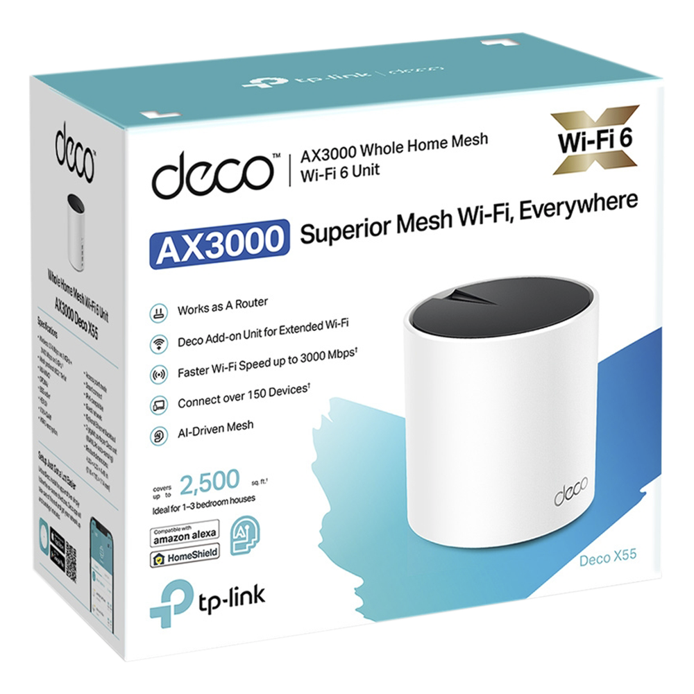 Router Inalámbrico MESH Interior para Hogar / Doble Banda Wi-Fi 6 AX3000 Mbps / 3 Puerto Gigabit WAN/LAN / 2 Antenas Internas / Administración