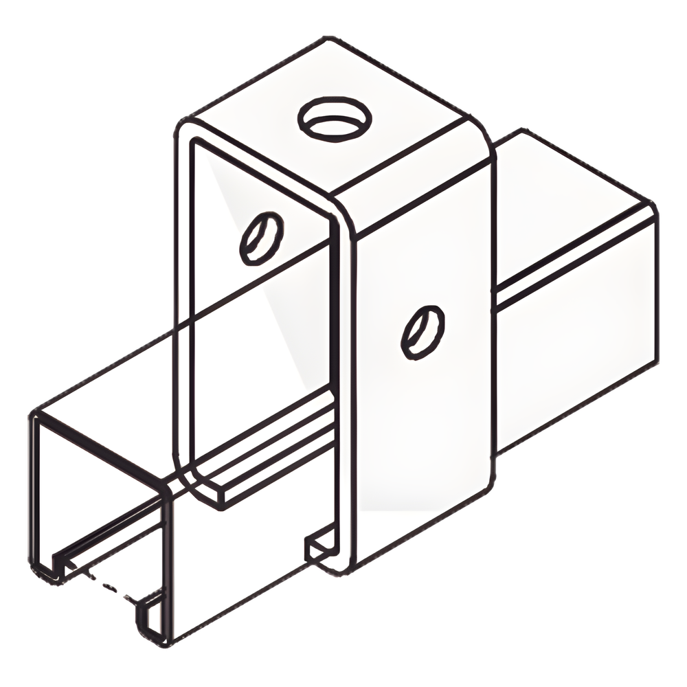 Base Rectangular con 2 perforaciones para Perfil Sencillo.
