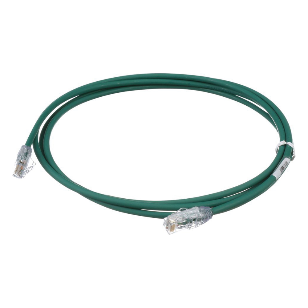 Cable de Parcheo UTP Cat6A, CM/LSZH, Diámetro Reducido (28AWG), Color Verde, 2.13 Metros (7 Pies)
