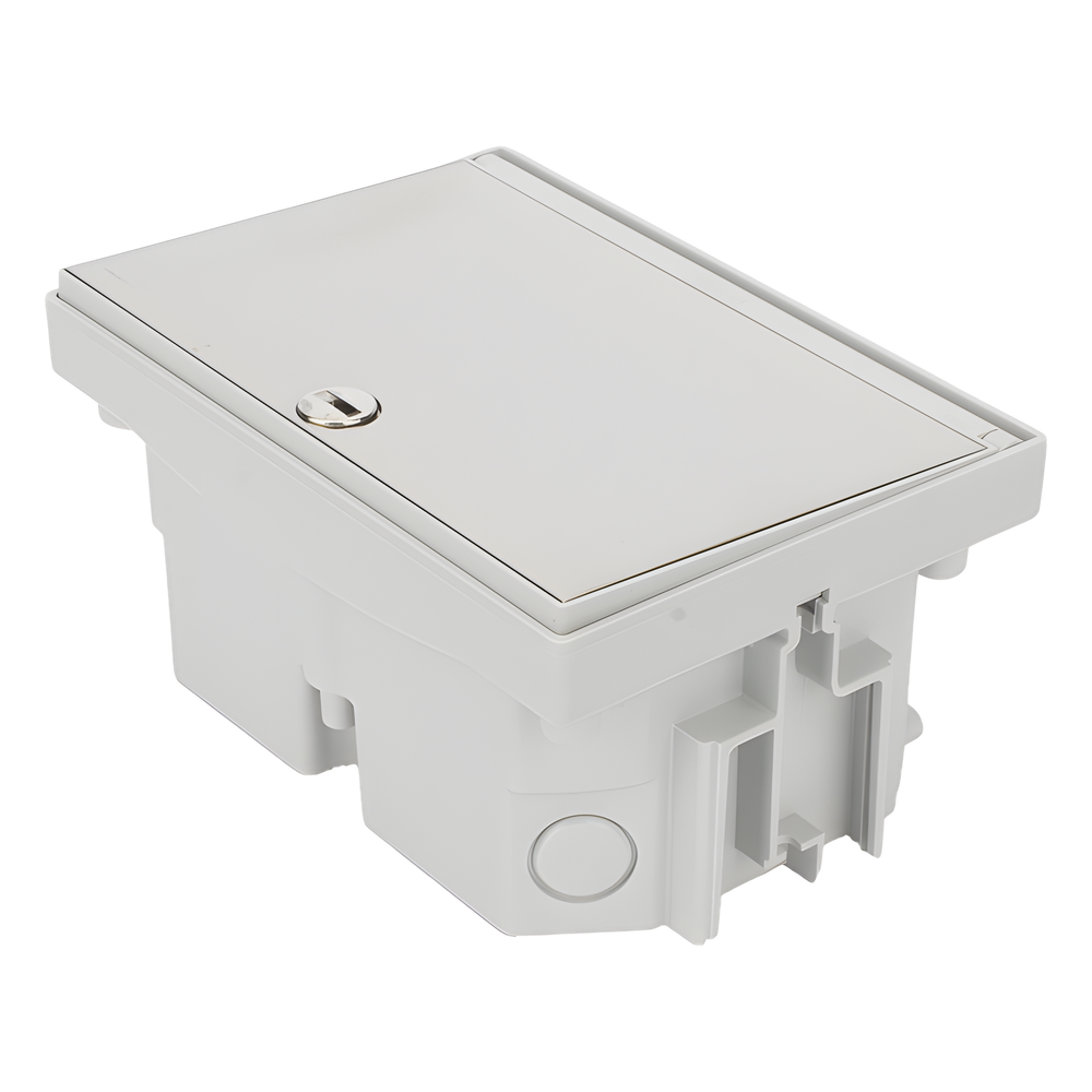 Caja de Suelo Estanca IP66 para Interior y Exterior / Protección contra Polvo y Agua / Sistema de Drenaje Integrado / Cierre Manual o de Seguridad