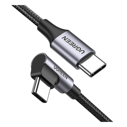 Cable USB-C a USB-C | 1 Metro (3.28 Pies) | Conector con Ángulo Recto de 90° | Carga Rápida de hasta 60W | 480 Mbps | PD3.0 | QC4.0/3.0/2.0 | FPC |