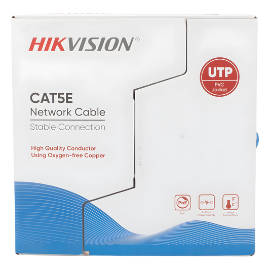 Bobina de Cable UTP 305 Metros (1000 Pies) / Cat5E (24 AWG) / Color Azul / PVC (CM) / Uso en Interior / 100% Cobre / Aplicaciones de CCTV y Redes de