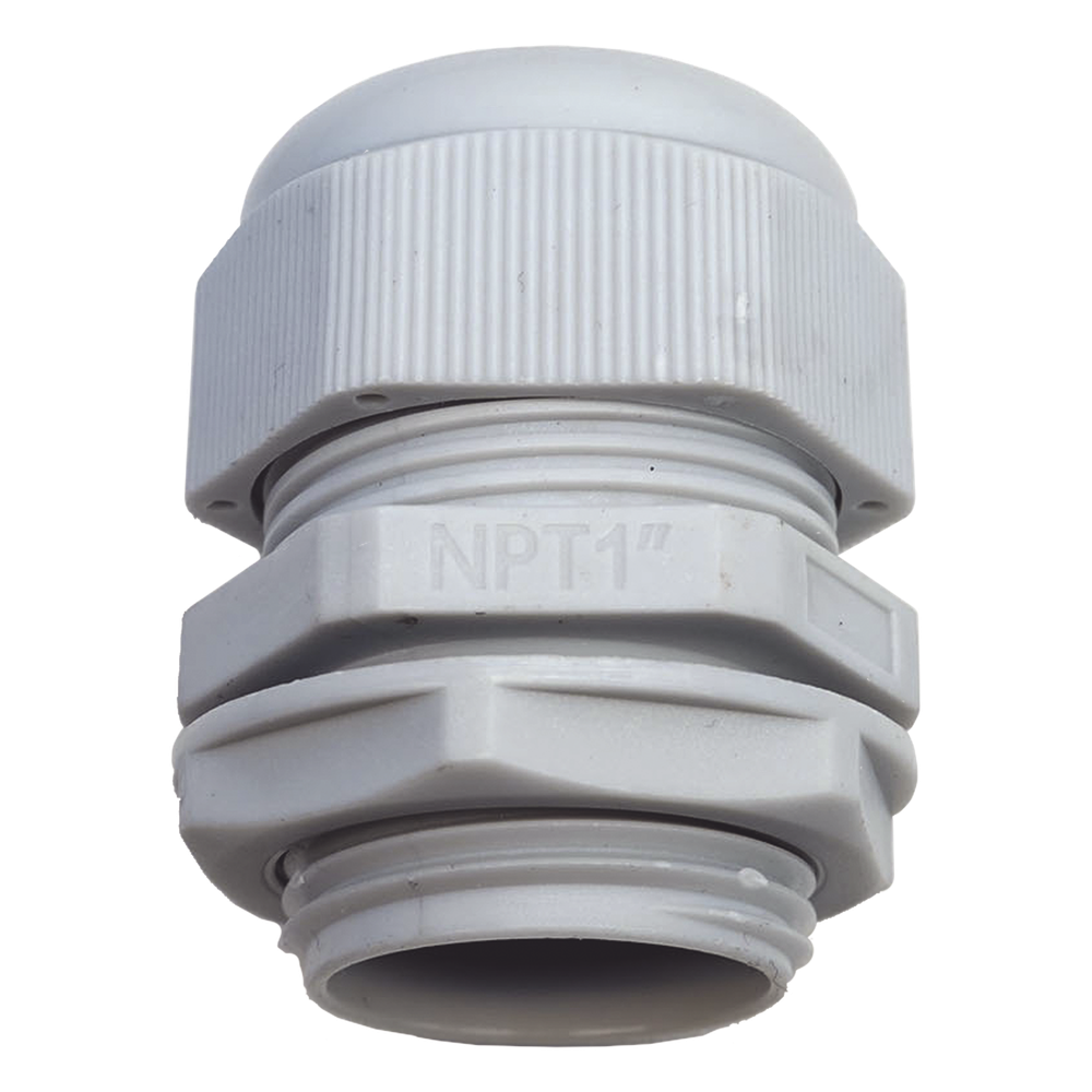 Conector Plástico Blanco Tipo Glándula para Rosca NPT 1"