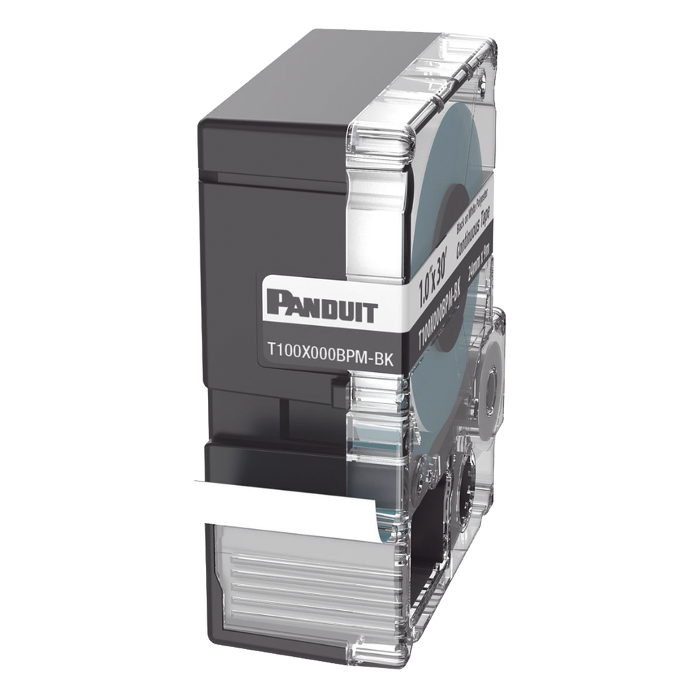 Casete de Etiquetas de Poliéster de Cinta Continua, Color Negro Sobre Blanco, Uso Interior/Exterior, 24 mm (0.94 Pulgadas) de Ancho x 9.1 Metros