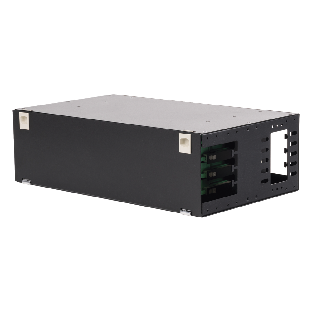 Distribuidor de Fibra Óptica con Bandejas Deslizables, Vacío, 19 Pulgadas (48.26 cm), Acepta 48 Adaptadores LC Duplex o LC Simplex o 48 SC Simplex, 3U