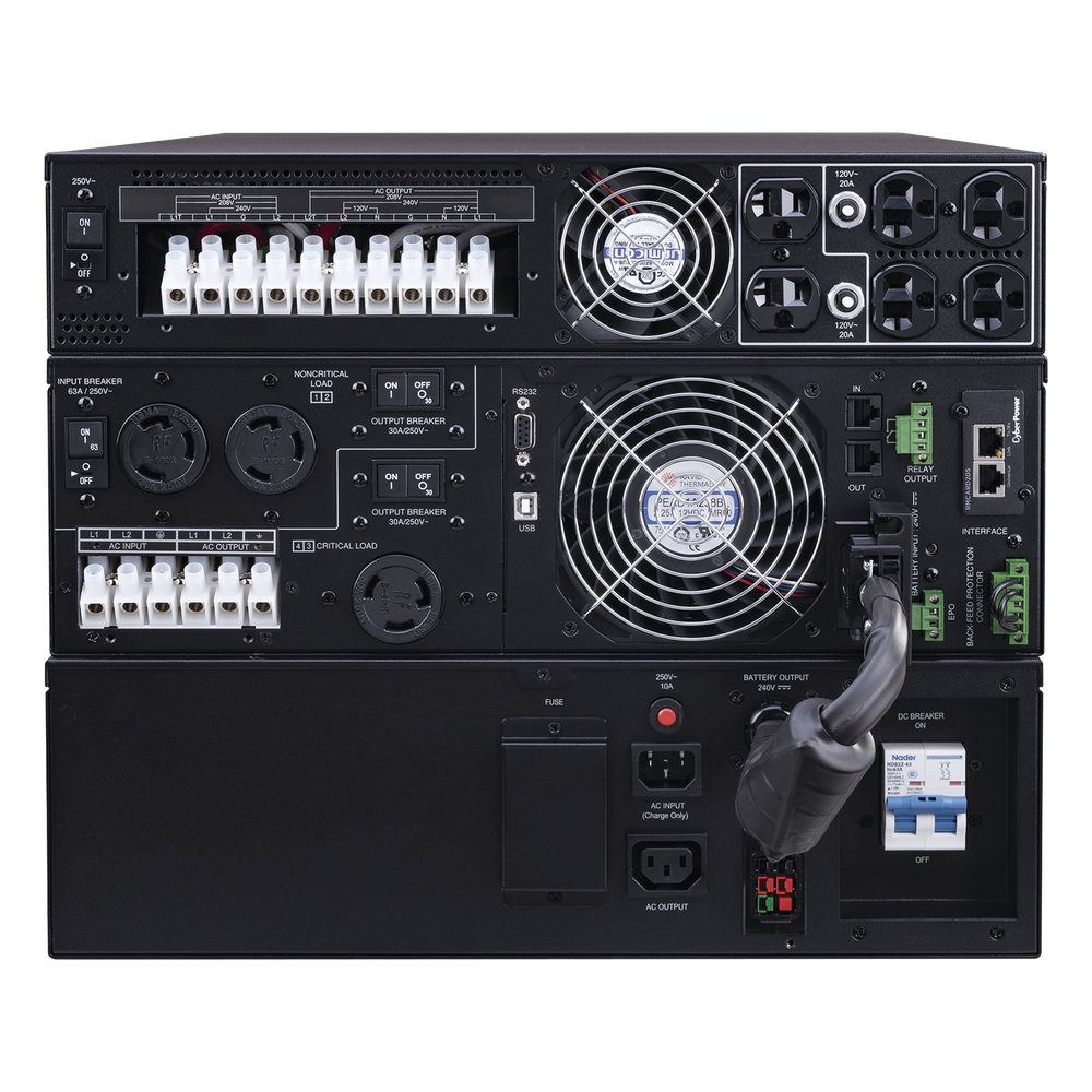 UPS de 8000 VA/8000 W, Online Doble Conversión, 200 - 240 Vac de Entrada, 120 - 240 Vac de Salida, Entrada Hardwired, Onda Senoidal Pura, Torre o