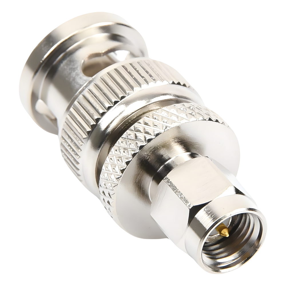 Adaptador en Línea de Conector SMA Macho a BNC Macho, Níquel/ Oro/ Teflón