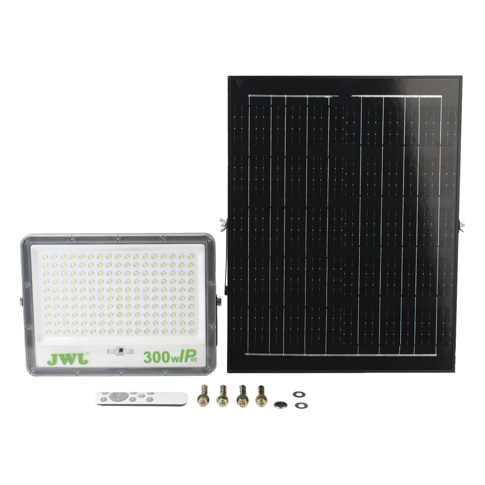 Reflector de 300 W con Panel Solar / Batería 3.2 V CD / T.C.C. 6 500 K / IP65.