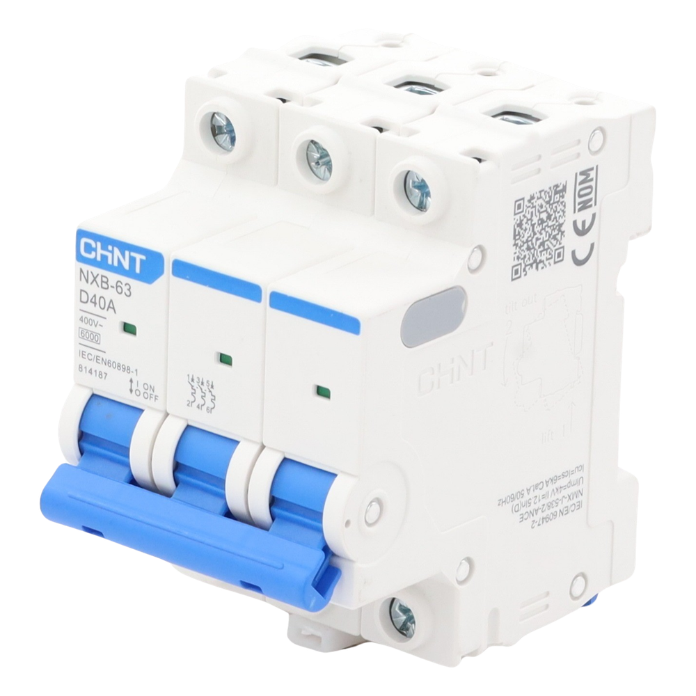 Pastilla para Riel Din, 3 Polos, 40 Amp, Vca:110/415v, 6kA, Catálogo: NXB633PD40.