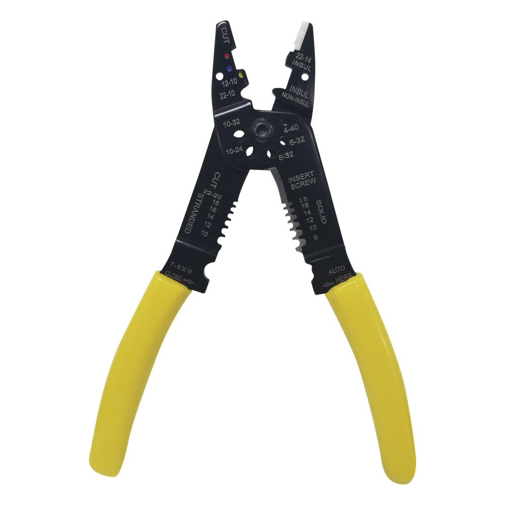 Pinza Cortacables / Pelacables 10 a 22 AWG con Plegador de Conectores.