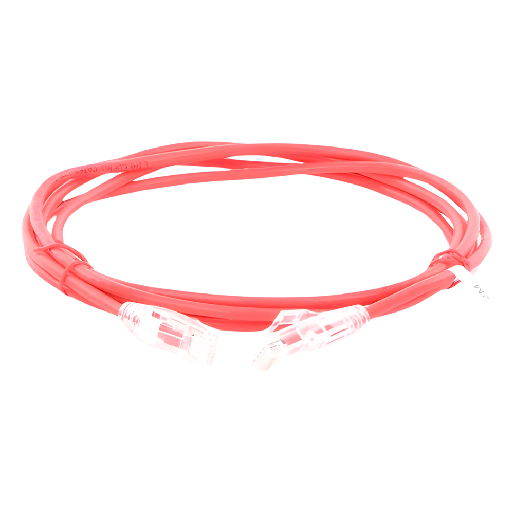 Cable de Parcheo Slim UTP Cat6A - 2 Metros (6.56 Pies) Rojo, Diámetro Reducido (28 AWG)