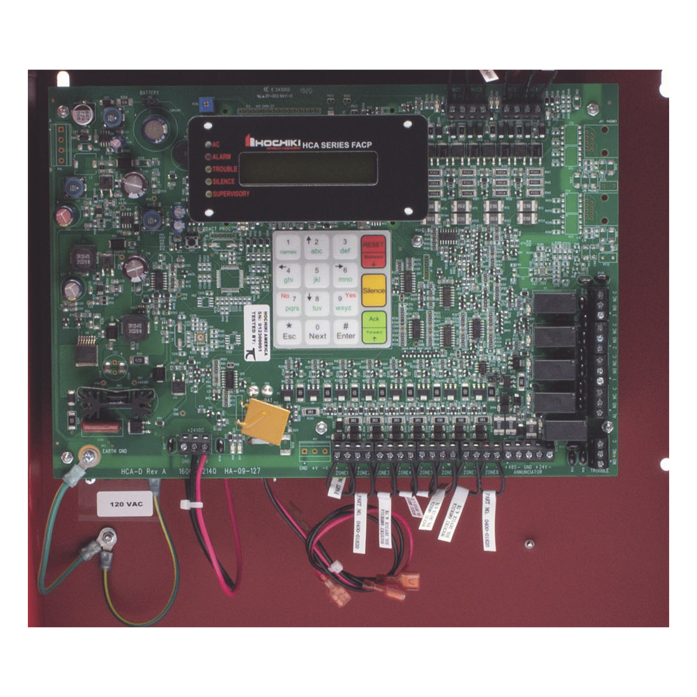 Panel Convencional De 8 Zonas, Hasta 20 Detectores por Zona, Capacidad 6.5A, Alimentación 120V, Color Rojo (0100-09600), Listado UL 864 9th Edición