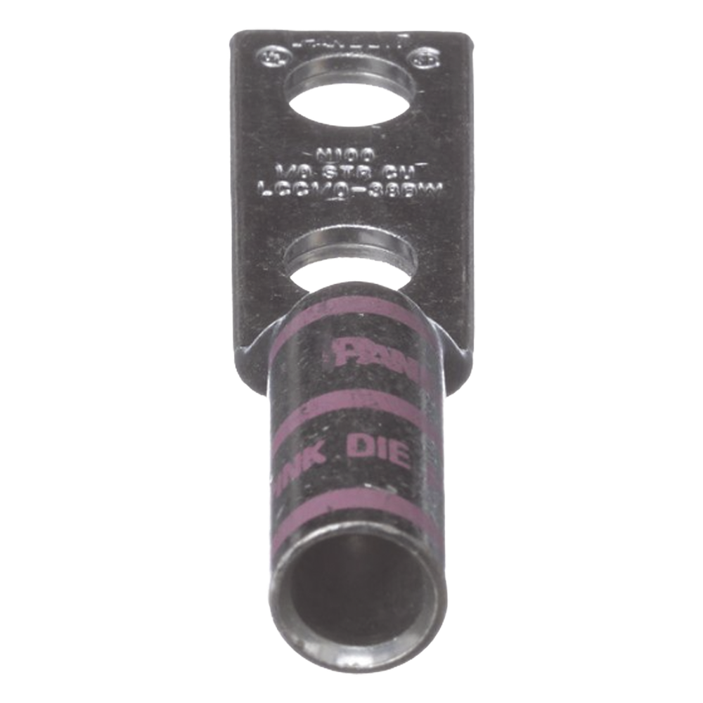 Zapata de compresión LCC1/0-38DW-X para cal. 1/0 Awg, Doble barreno para tornillo prisionero de 3/8, 1 Pz