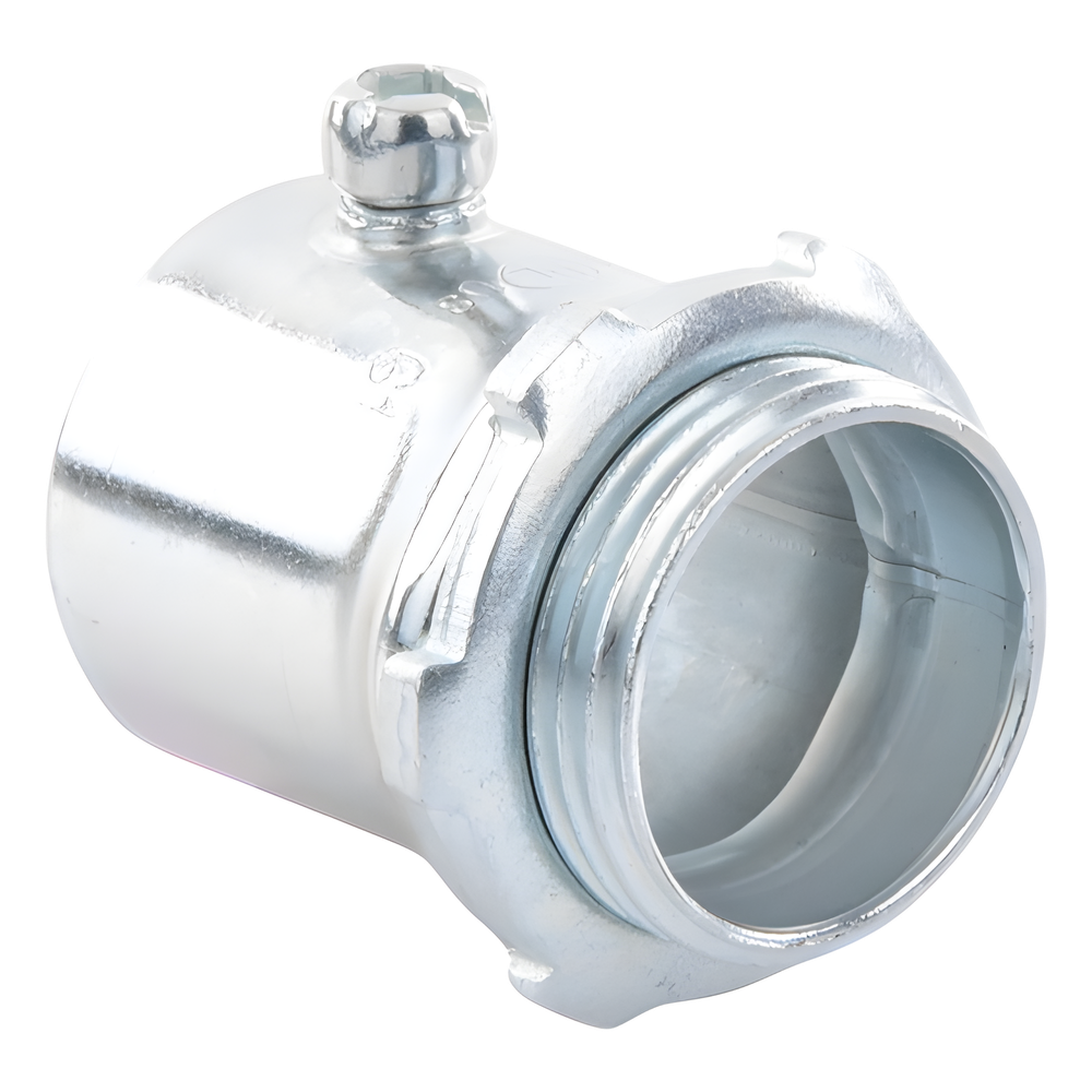Conector 1" (25mm) pared delgada con tornillo tipo americano galvanizado etiqueta verde