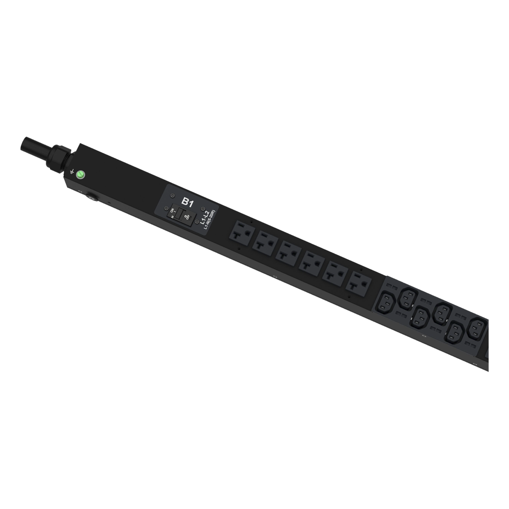 PDU G6 Monitoreable (MI) para Distribución de Energía, Enchufe de Entrada NEMA L21-30P, Con 18 Salidas C13, 6 x C19, y 6 x 5-20R, de Instalación