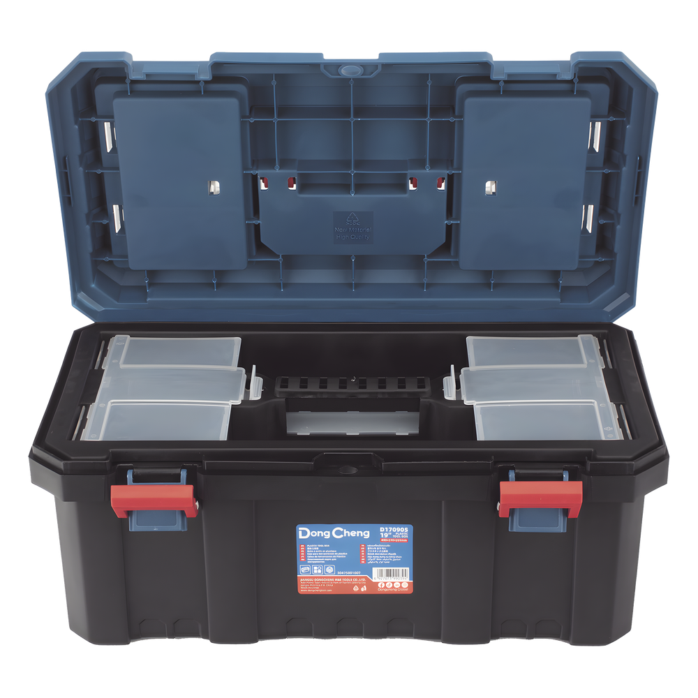 Caja de plástico Reforzada de 19 in. para Herramientas.