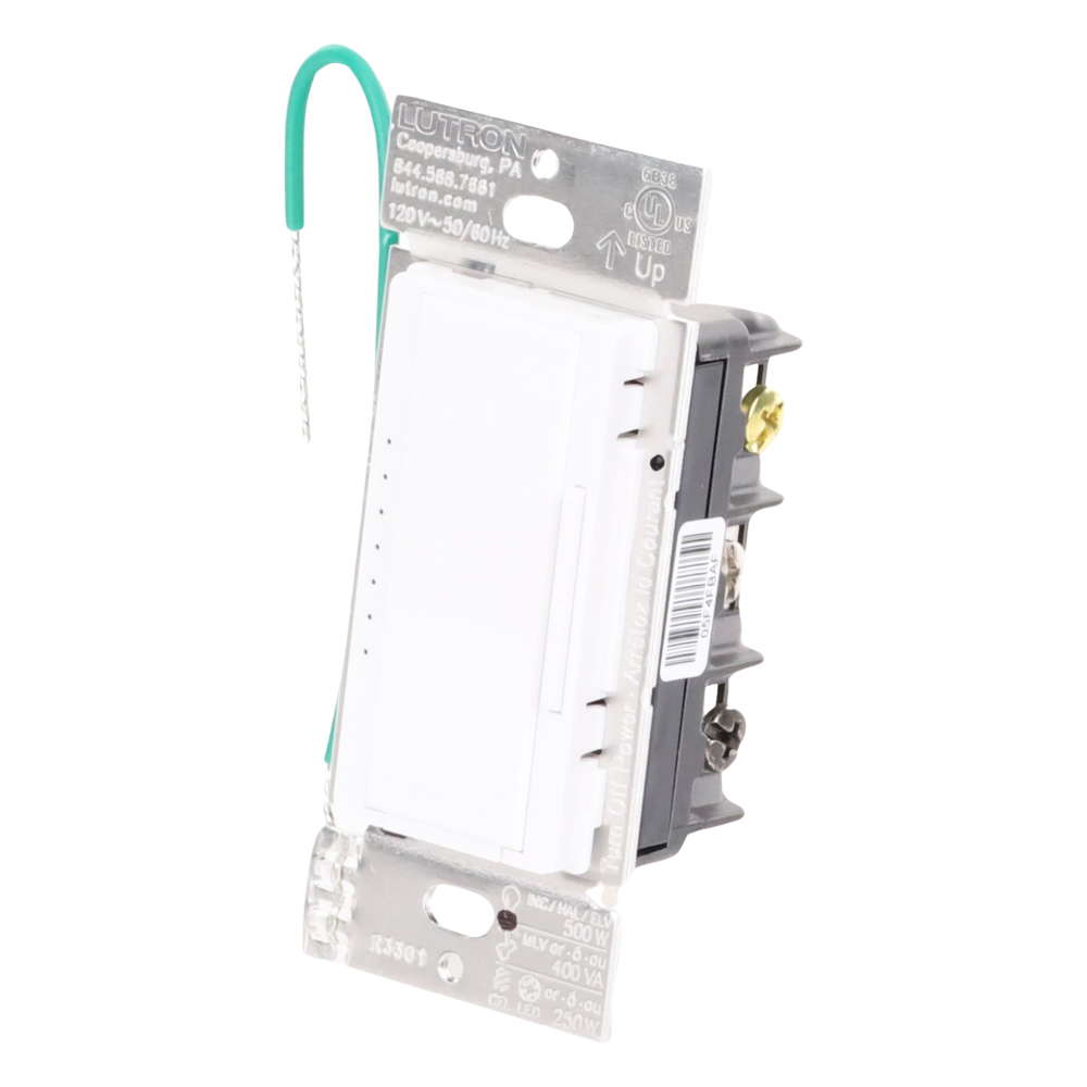 Atenuador de pared Maestro RF PRO de 120 V, 250 W en LED o 500 W incandescente, fase seleccionable y neutro opcional, para RadioRA 2, RA2 Select y