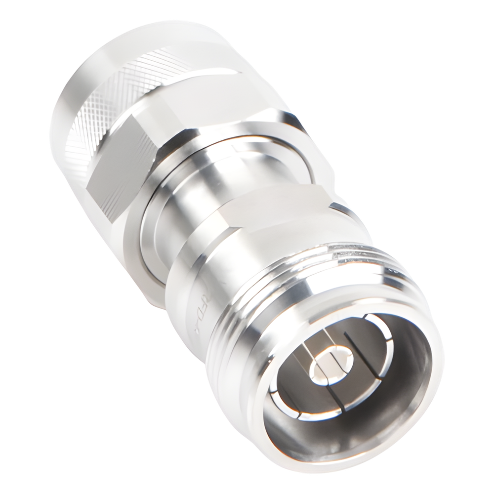 Adaptador en Línea de Conector 4.3-10 Hembra a N Macho, Bronce Blanco/ Plata/ Teflón