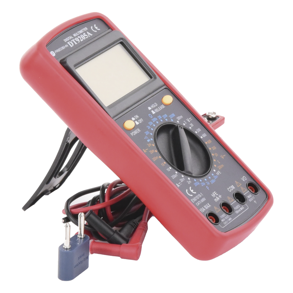 KIT Multímetro Digital DT9205A 600 Vcc / Vca CATII, con Pantalla LCD. Incluye Batería ER-9V de 9V