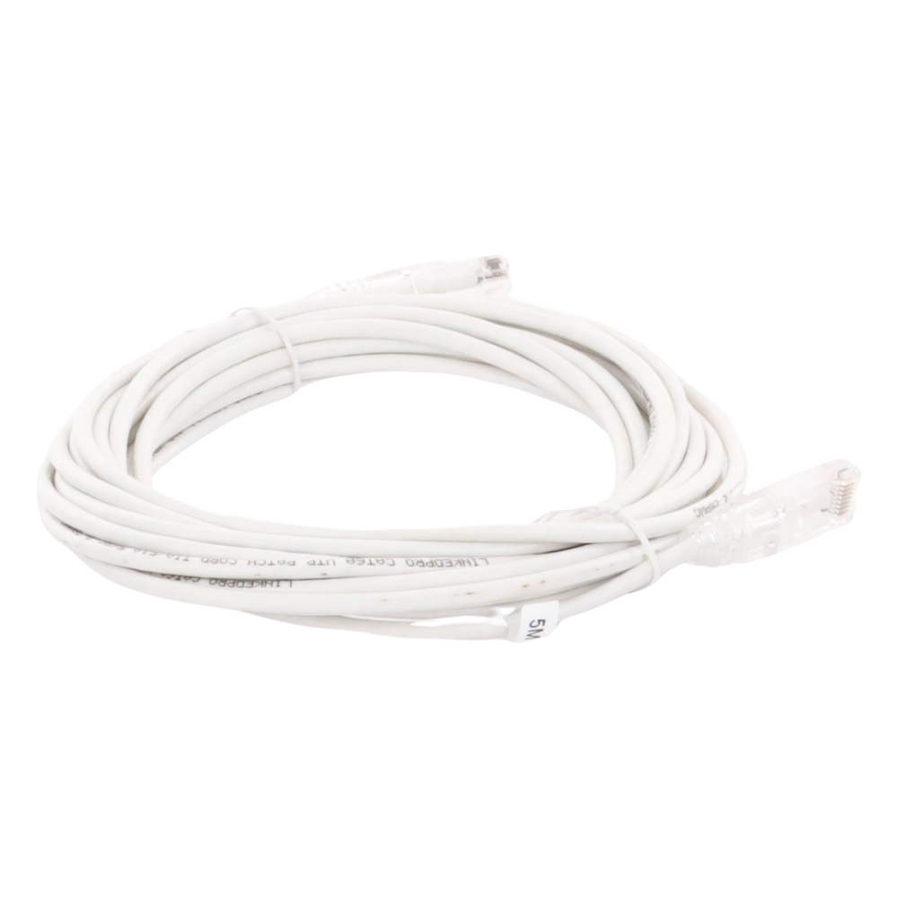Cable de Parcheo Slim UTP Cat6A - 5 Metros (16.40 Pies) Blanco, Diámetro Reducido (28 AWG)