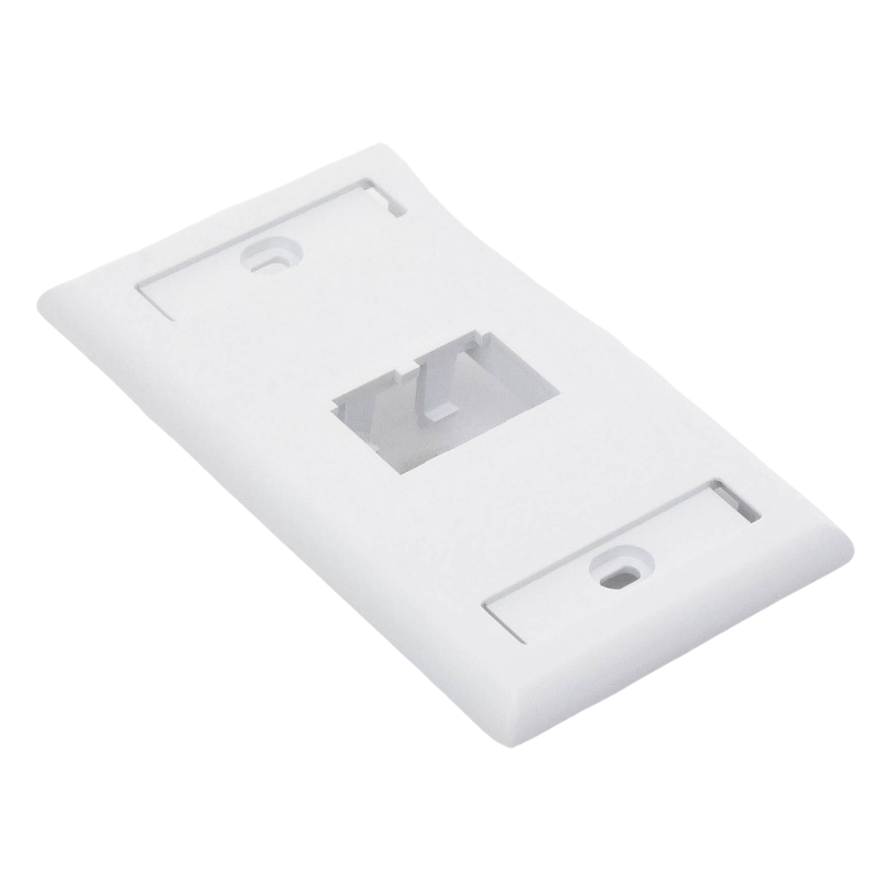 Placa de Pared Vertical Clásica, Salida Para 2 Puertos Mini-Com, Con Espacios Para Etiquetas, Color Blanco