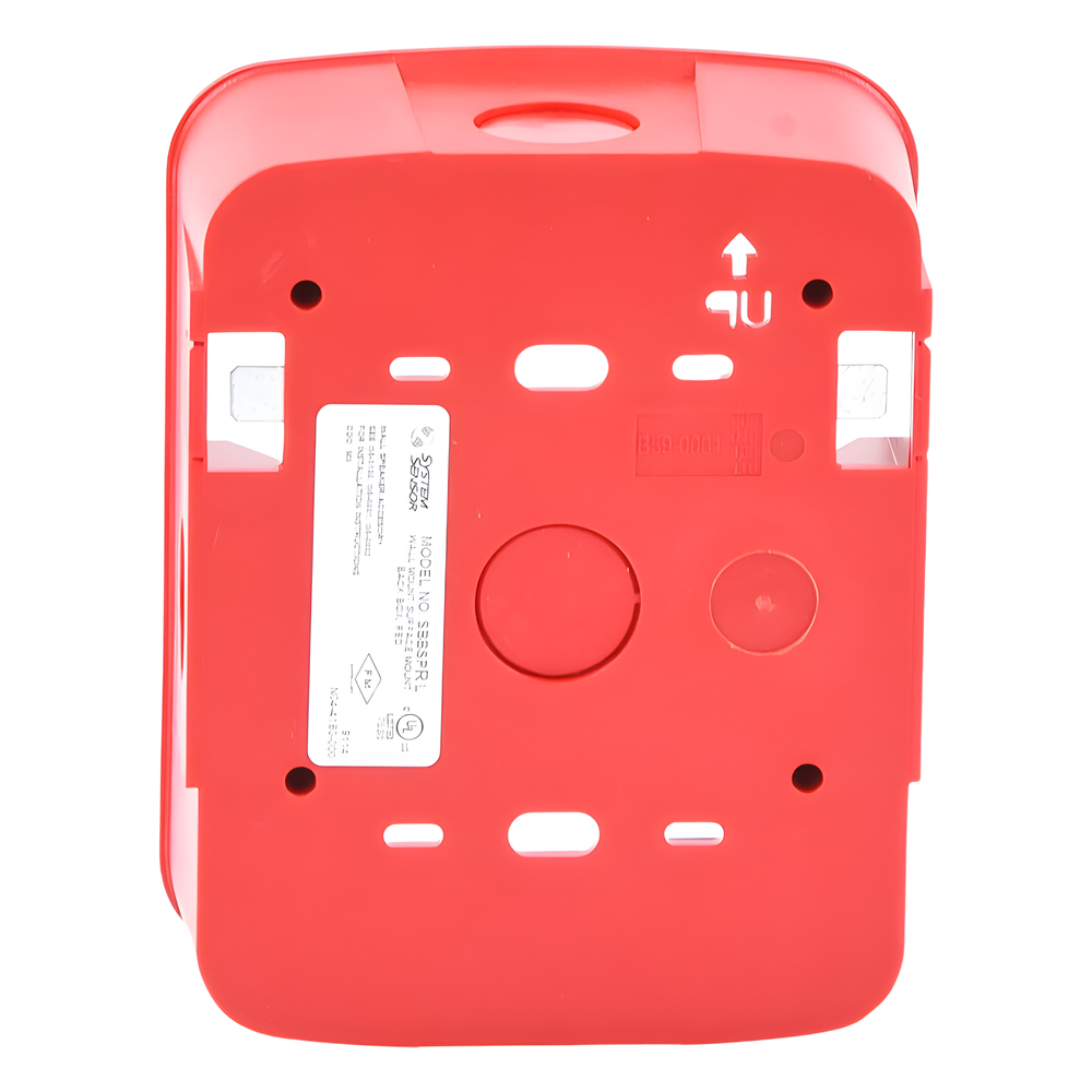 Caja de Montaje en Pared para Bocina y Bocina con Lampara Estroboscopica y para montaje en Techo de Bocinas, Color Rojo