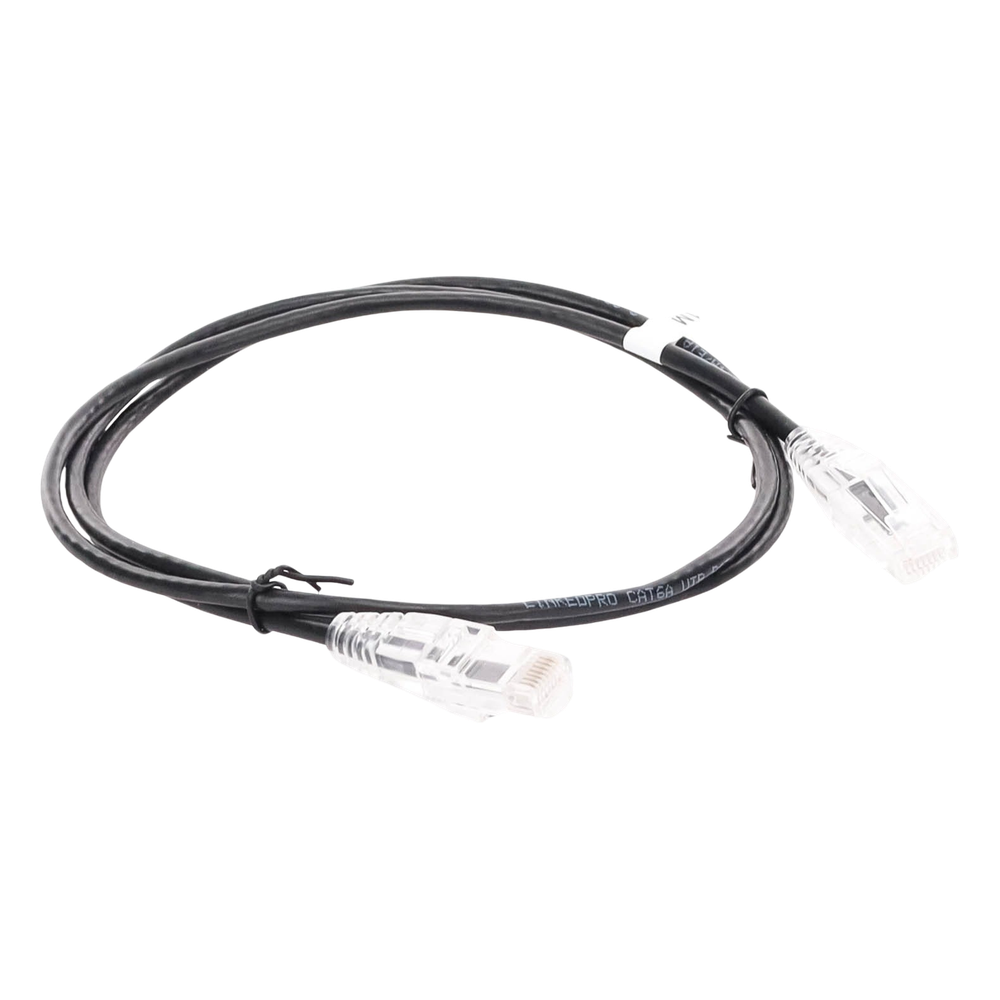 Cable de Parcheo Slim UTP Cat6A - 1 Metro (3.28 Pies) Negro, Diámetro Reducido (28 AWG)
