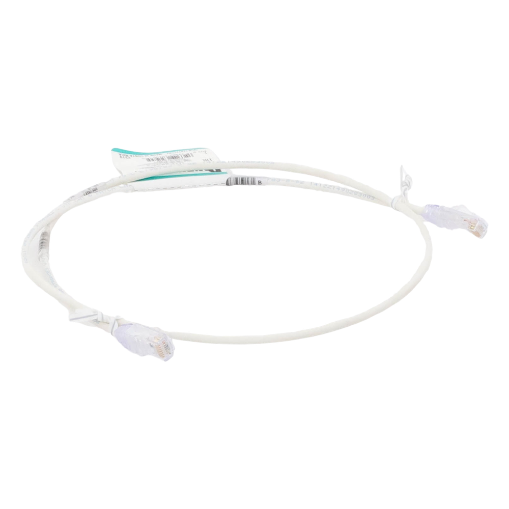 Cable de Parcheo TX6, UTP Cat6, Diámetro Reducido (28AWG), Color Blanco Mate, 0.91 Metros (3 Pies)