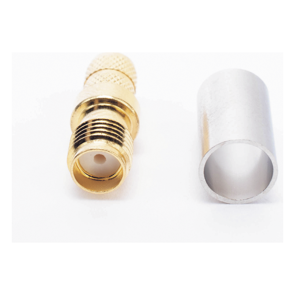 Conector SMA Hembra Inverso de Anillo Plegable para Cable RG-8/X, 9258, LMR-240, LMR-240UF, LMR-LW240, Oro/Oro/Teflón