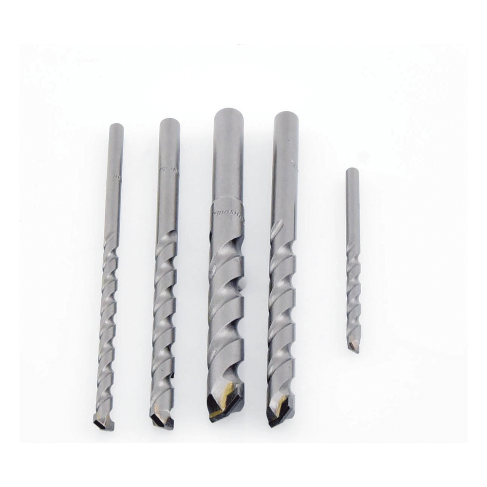 Juego de 5 Pzas. de Broca para Concreto, Zanco Recto (3/16", 1/4", 5/16", 3/8" y 1/2").