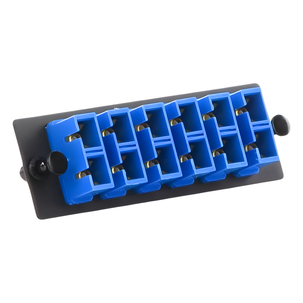 Placa Acopladora de Fibra Optica FAP, Con 6 Conectores SC Duplex (12 Fibras), Para Fibra Monomodo OS1/OS2, Color Azul