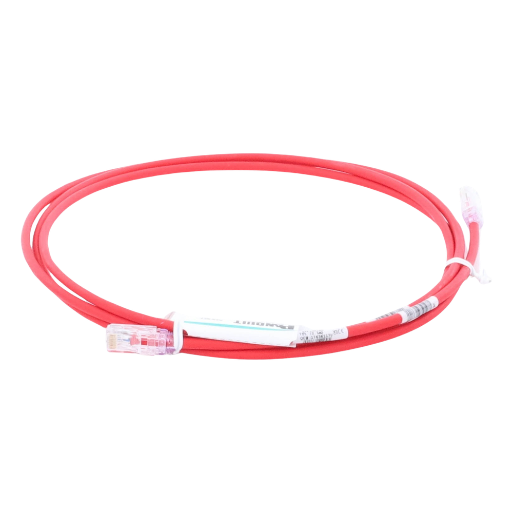 Cable de Parcheo UTP Cat6A, CM/LSZH, Diámetro Reducido (28AWG), Color Rojo, 2.13 Metros (7 Pies)