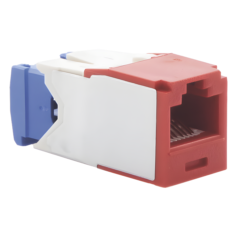 Conector Jack RJ45 Estilo TG, Mini-Com, Categoría 6A, de 8 Posiciones y 8 Cables, Color Rojo