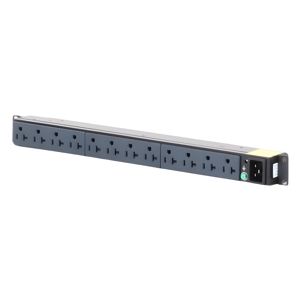 PDU Básico para Distribución de Energía, Enchufe de Entrada NEMA 5-20P, Con 12 Contactos NEMA 5-20R, Instalación Horizontal de 19in, 1UR, 20 Amp, 120
