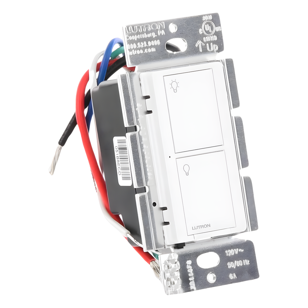 Interruptor on/off inalámbrico de pared para iluminación y ventiladores, 120 V, requiere neutro, control con Pico o desde la app con Smart Bridge