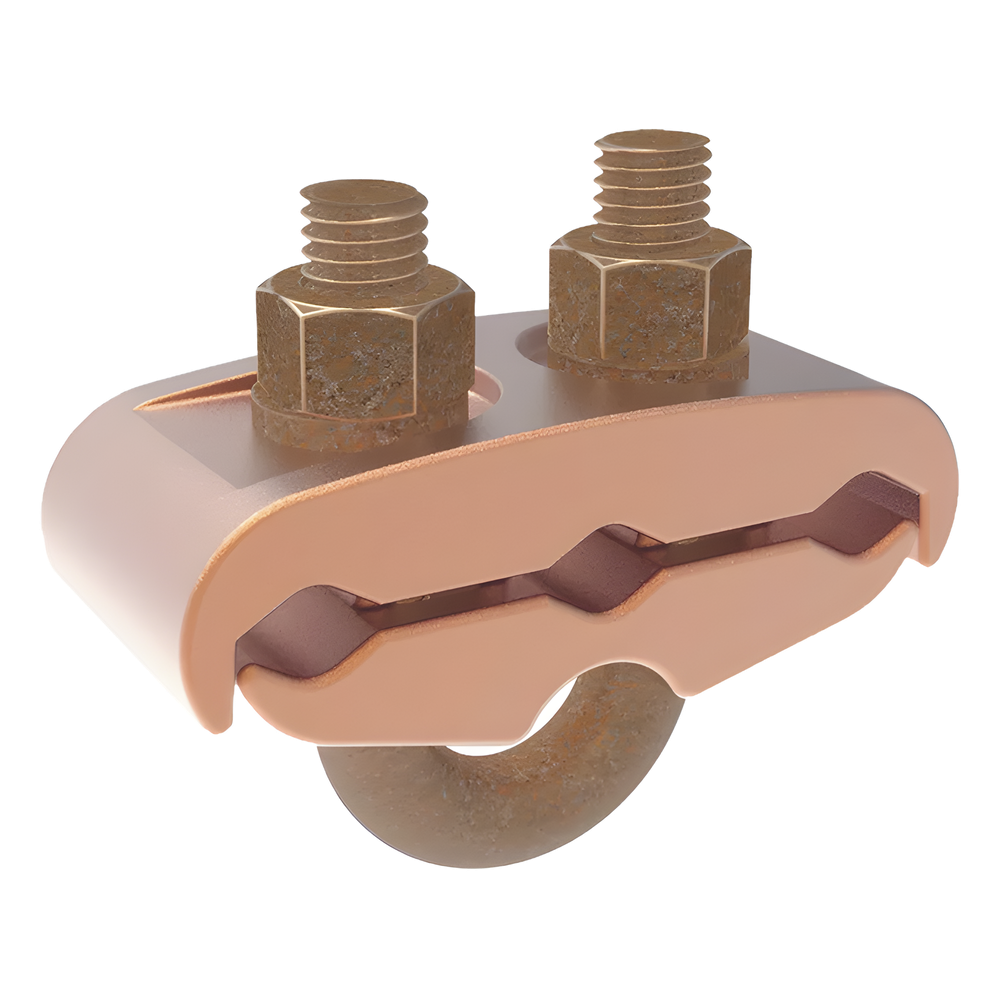 Conector Mecánico para 3 Cables para Calibre 2/0 AWG - 250 KCMIL a Tubería de 3/8" o Varilla 5/8" - 3/4".