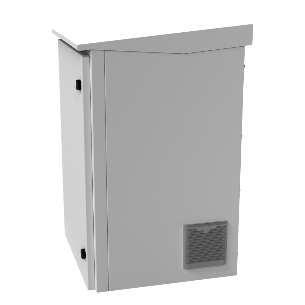 Gabinete de Exterior con Rack de 19" de 16U con Ventiladores y Termostato, Se envía el Gabinete Armado. (Montaje a poste o torre se vende por