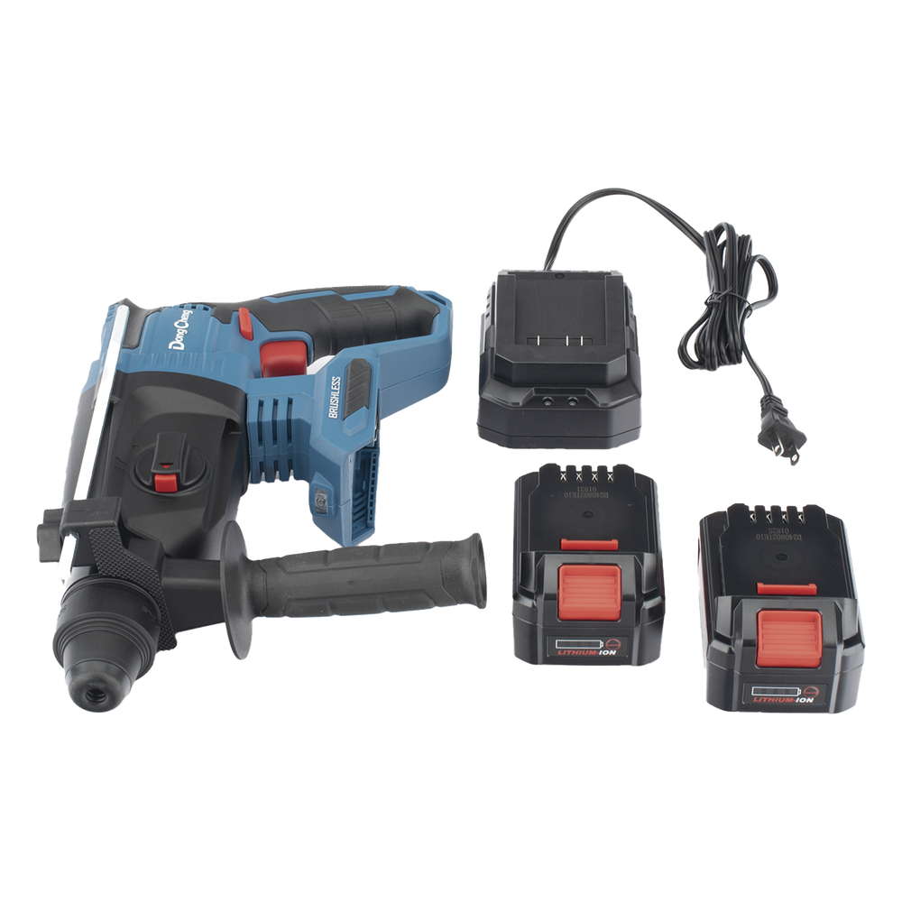 Martillo Perforador Inalámbrico SDS-PLUS 20V / Motor Brushless / 3 Modos Taladro Percusión Demolición / 2.7 J Energía de Impacto / 2 Baterías 4.0Ah