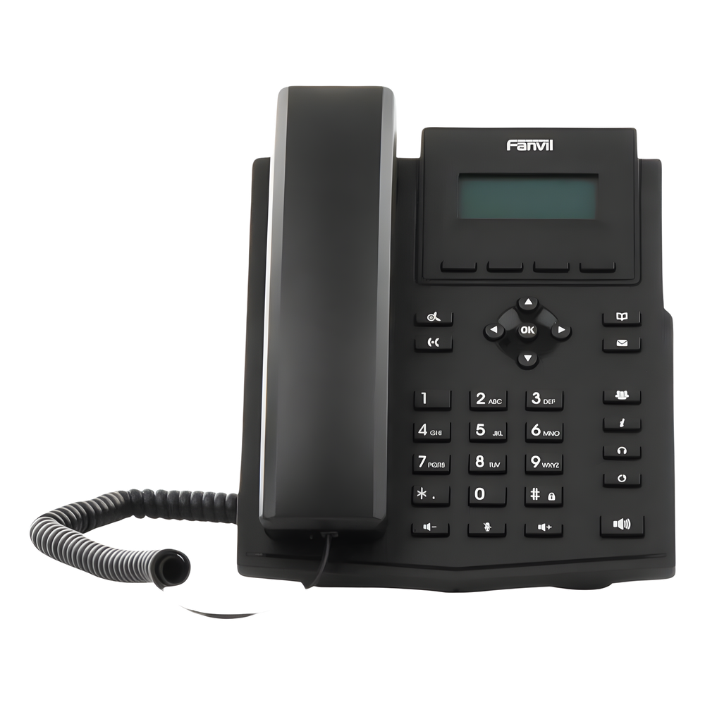 Teléfono IP / 2 Líneas SIP / Pantalla LCD 2.3" 132x64 / Audio HD G.722 y Opus / Conferencia 6 Vías / PoE 802.3af / Puertos Ethernet Duales Gigabit