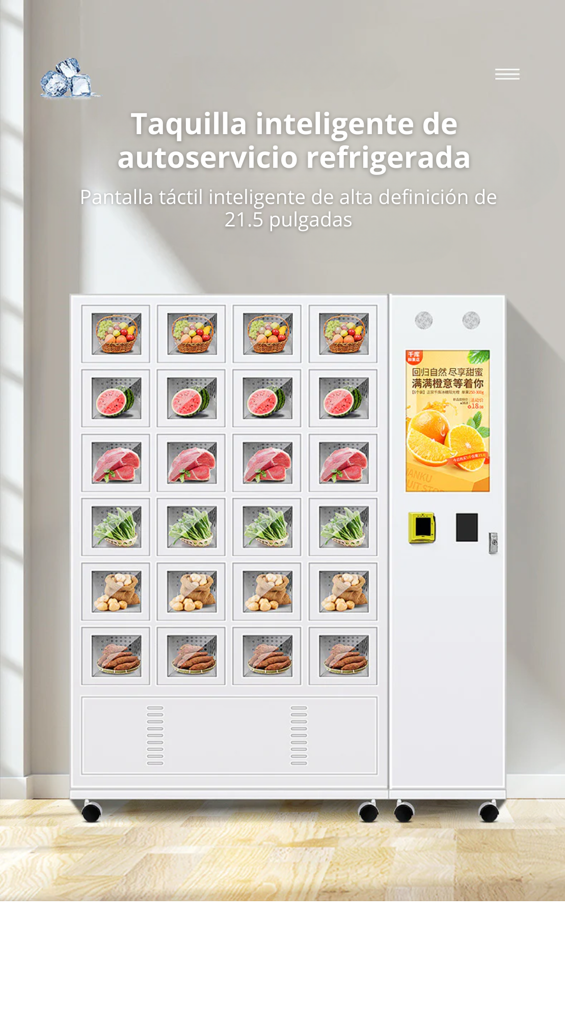 Maquina expendedora de Carne, pescado, frutas y vegetales, gabinetes de celosía refrigerados, productos diversificados, supermercado 24/7 de autoservicio