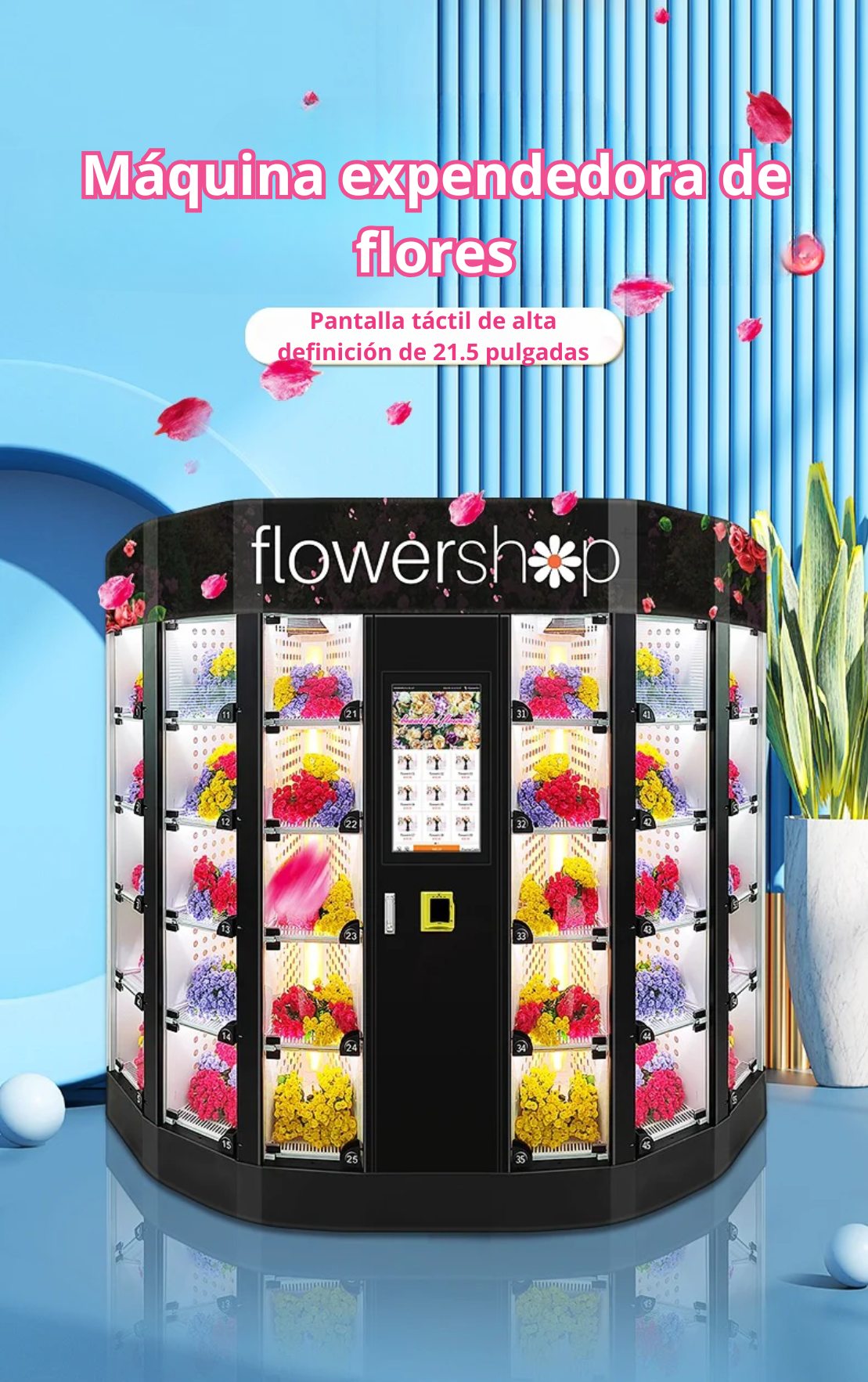 Self-service flower vending machine, bouquet vending machine, 24-hour automated moisturizing and fresh-keeping, smart retail