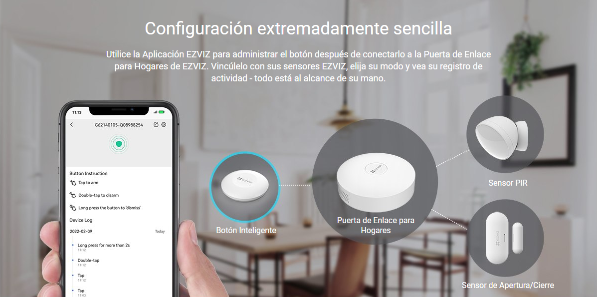 Botón de Emergencia Inalambrico / Compatible con Kit de Alarmas EZVIZ / Protocolo Zigbee
