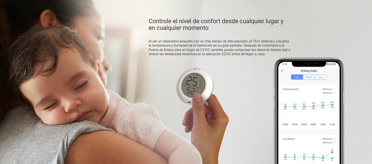 Sensor de Temperatura y Humedad / Compatible con Hub CS-A3 / Protocolo Zigbee
