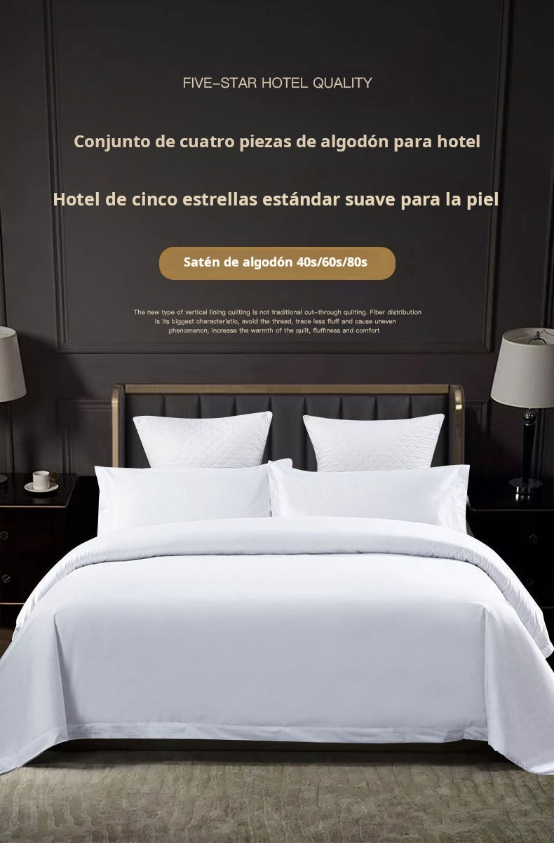Sabanas de cama de hotel blancas de algodón de alta calidad