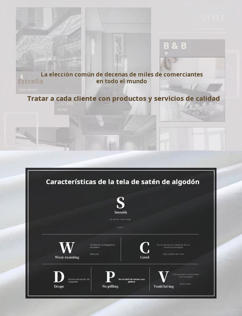 Sabanas de cama de hotel blancas de algodón de alta calidad