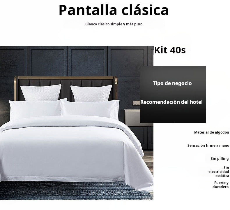 Sabanas de cama de hotel blancas de algodón de alta calidad