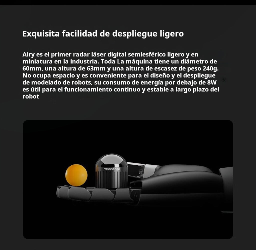 Sensor robótico ROBOSENSE Airy LiDAR de 96 líneas/192 líneas, radar láser 3D digital Airy (96 líneas)