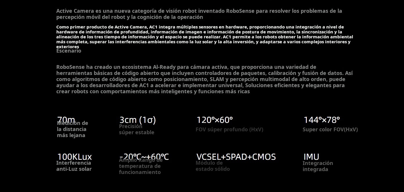 ROBOSENSE: Cámara activa AC1 Robot Vision Sensor AI Fusion Algorithm
